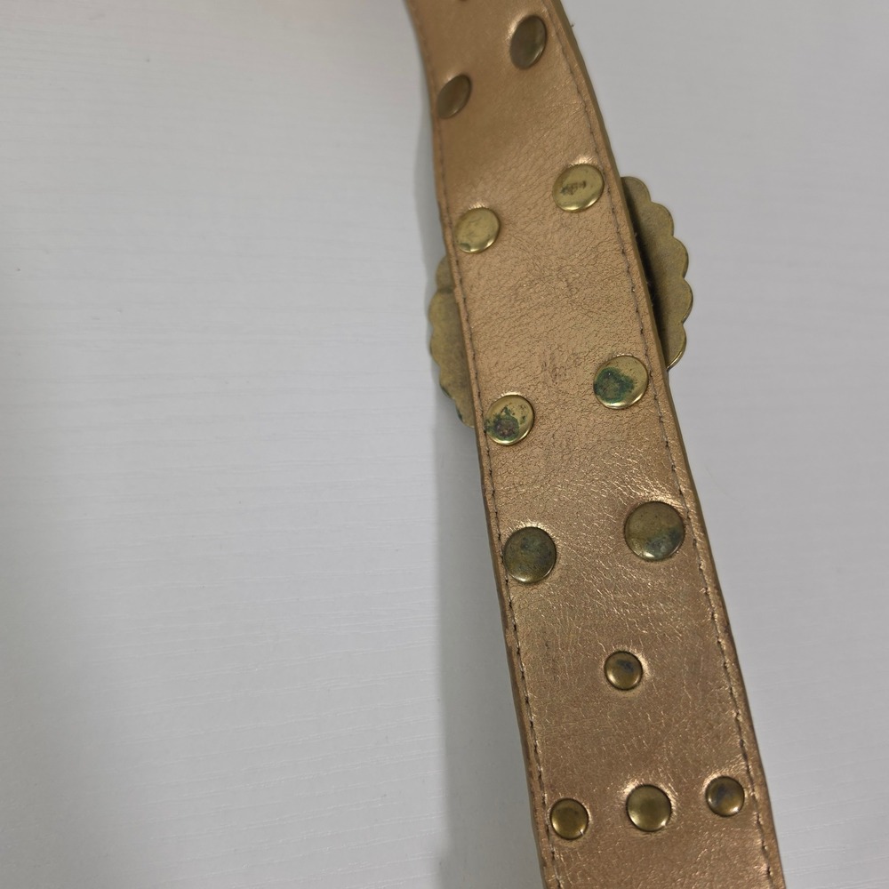 Kathy Van Zeeland Western Concho Belt Bronze Faux Croc Turquoise Studded Boho S - Picture 10 of 14